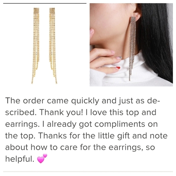 Long Tassel Drop Rhinestone Earrings In Silver Tone - Picture 5 of 11